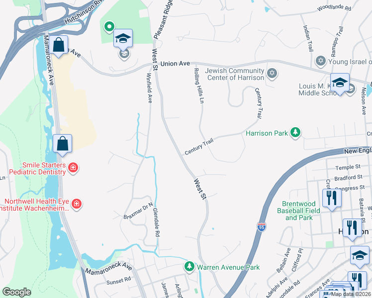 map of restaurants, bars, coffee shops, grocery stores, and more near 565 West Street in Harrison