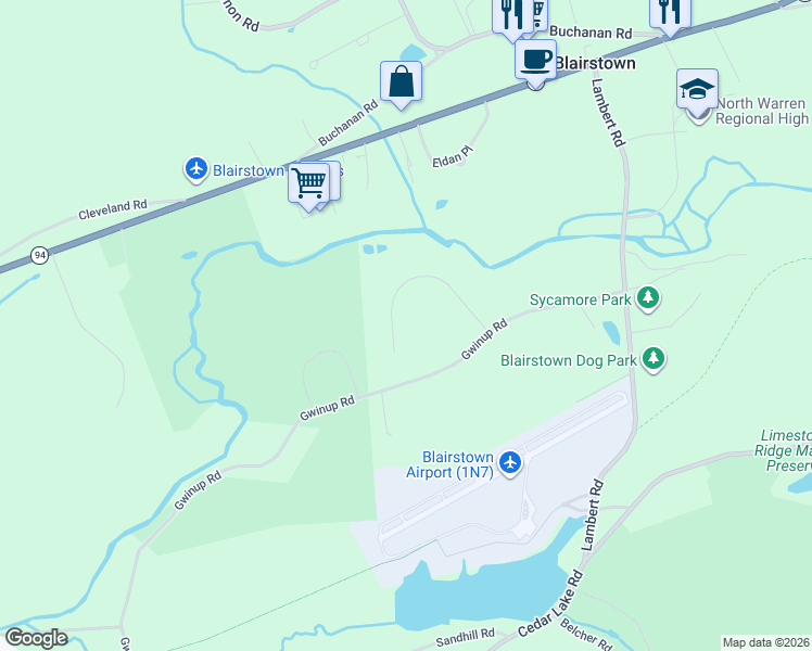 map of restaurants, bars, coffee shops, grocery stores, and more near 13 Westview Road in Blairstown