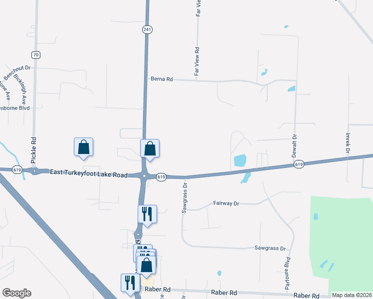 map of restaurants, bars, coffee shops, grocery stores, and more near 3095 Massillon Road in Akron