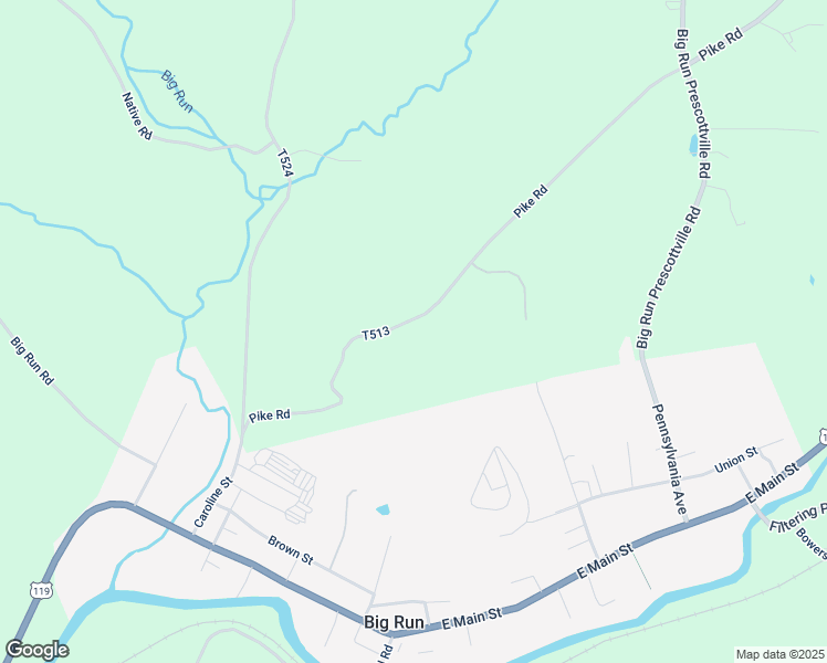map of restaurants, bars, coffee shops, grocery stores, and more near 526 Pike Road in Punxsutawney