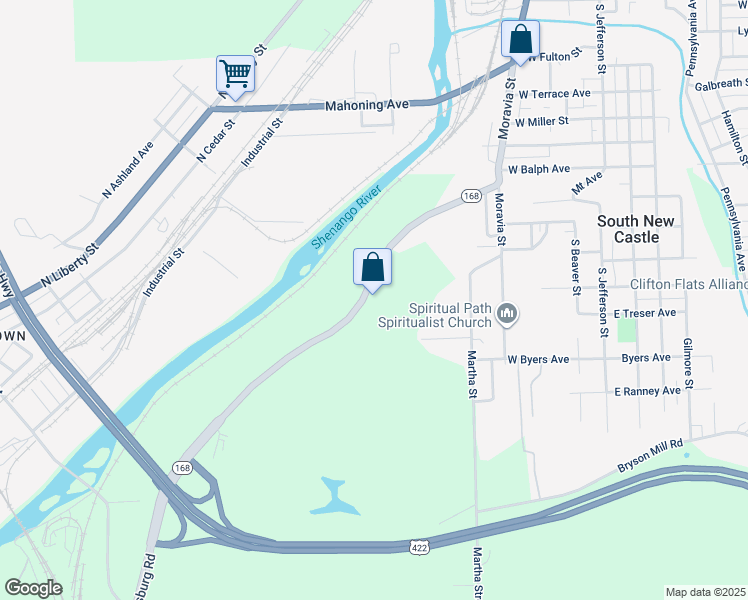 map of restaurants, bars, coffee shops, grocery stores, and more near 3374 West Pittsburg Road in New Castle