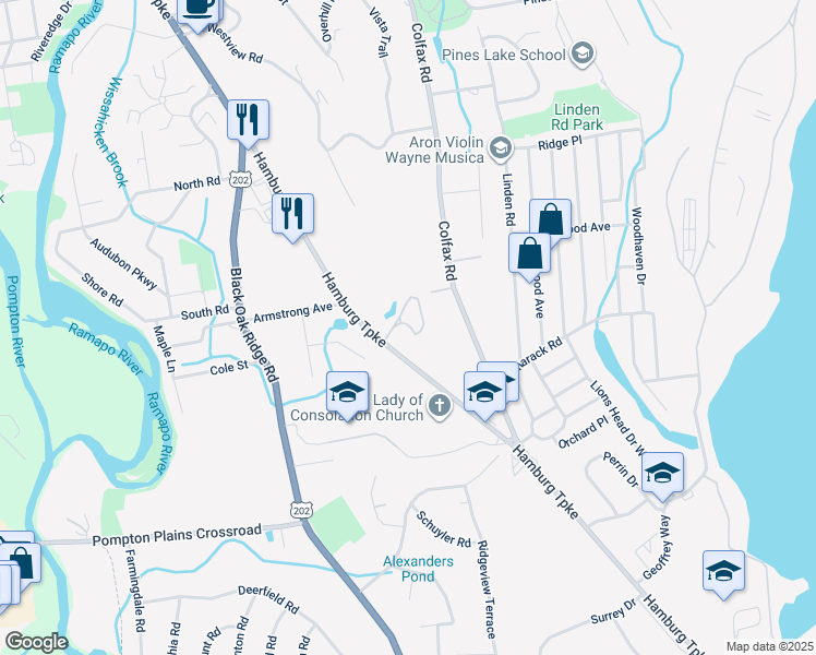 map of restaurants, bars, coffee shops, grocery stores, and more near 1908 Hamburg Turnpike in Wayne
