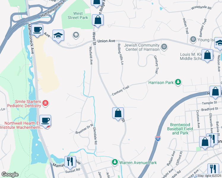 map of restaurants, bars, coffee shops, grocery stores, and more near 565 West Street in Harrison