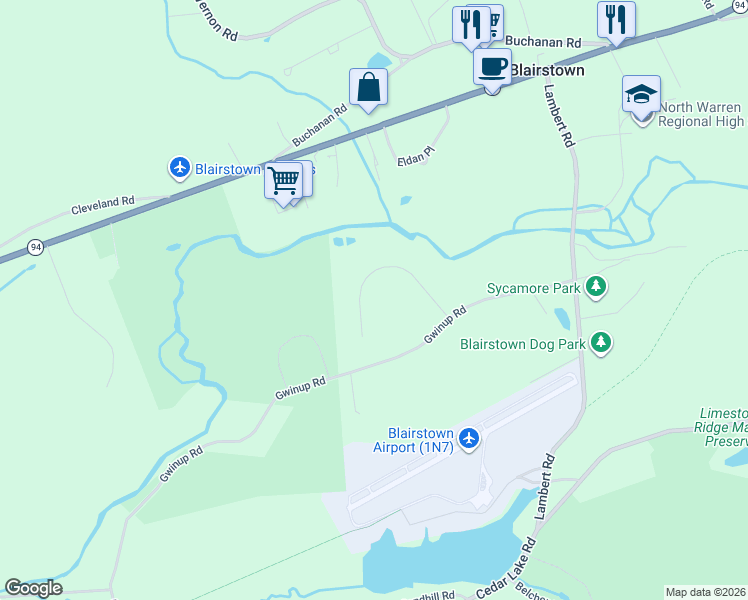 map of restaurants, bars, coffee shops, grocery stores, and more near 13 Westview Road in Blairstown