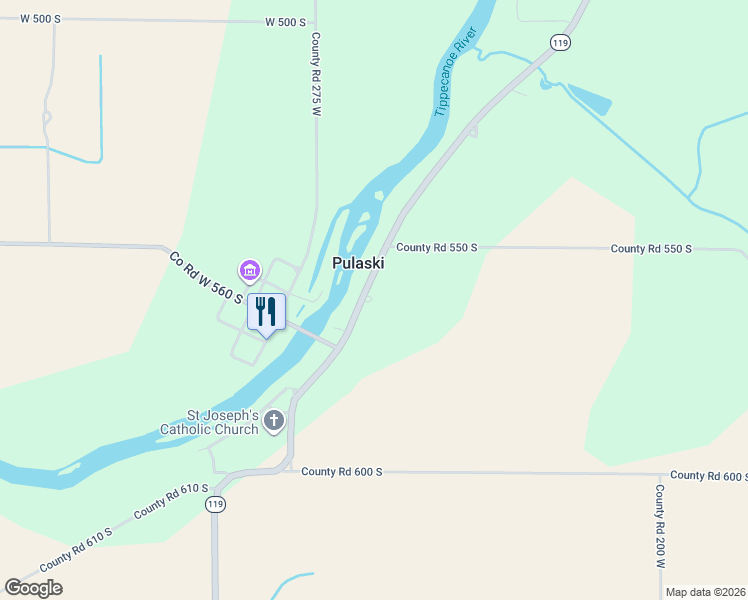 map of restaurants, bars, coffee shops, grocery stores, and more near 5556 Indiana 119 in Star City