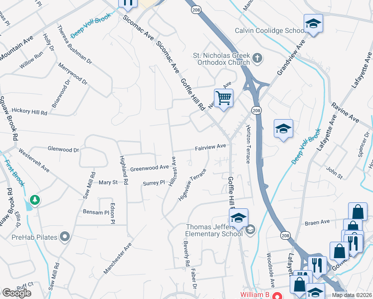 map of restaurants, bars, coffee shops, grocery stores, and more near 11 Charwalt Drive in Hawthorne