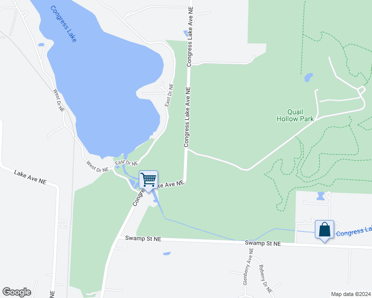 map of restaurants, bars, coffee shops, grocery stores, and more near 13340 Congress Lake Avenue Northeast in Hartville