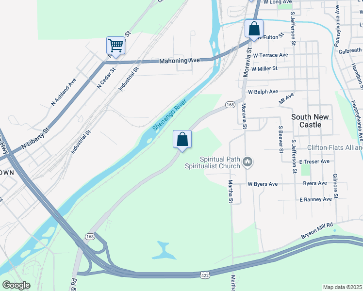 map of restaurants, bars, coffee shops, grocery stores, and more near 3374 West Pittsburg Road in New Castle