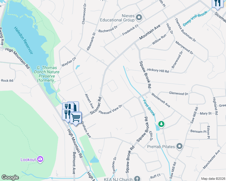 map of restaurants, bars, coffee shops, grocery stores, and more near 61 Stanley Court in North Haledon