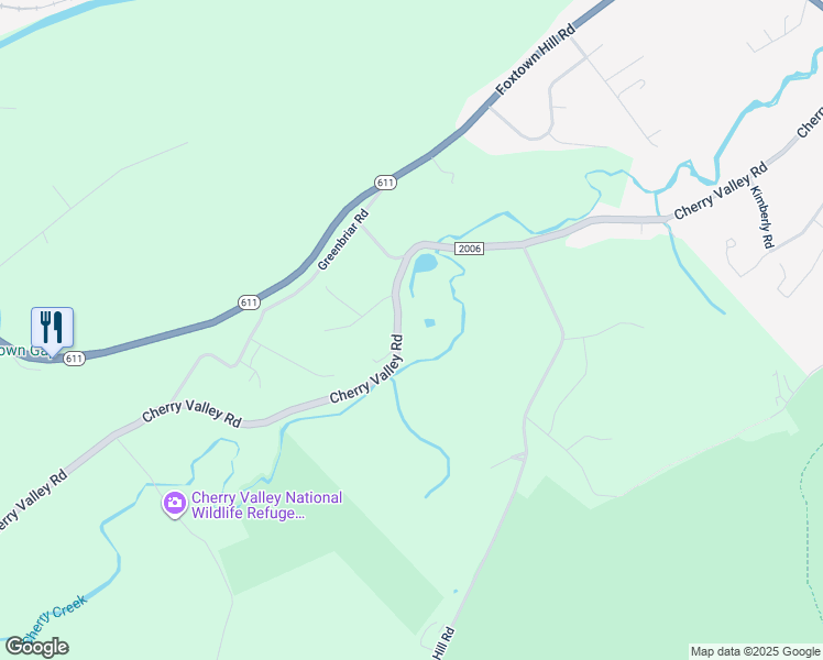 map of restaurants, bars, coffee shops, grocery stores, and more near 7468 Cherry Valley Road in Stroudsburg