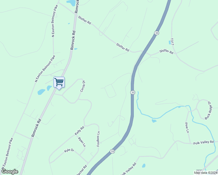 map of restaurants, bars, coffee shops, grocery stores, and more near 5016 Old Timber Road in Stroudsburg