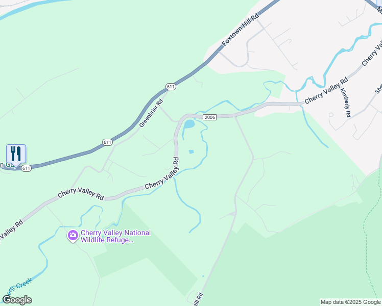 map of restaurants, bars, coffee shops, grocery stores, and more near 7468 Cherry Valley Road in Stroudsburg