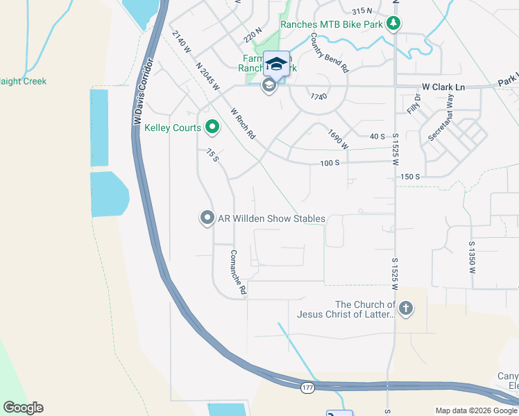 map of restaurants, bars, coffee shops, grocery stores, and more near 1952 South Comanche Circle in Farmington