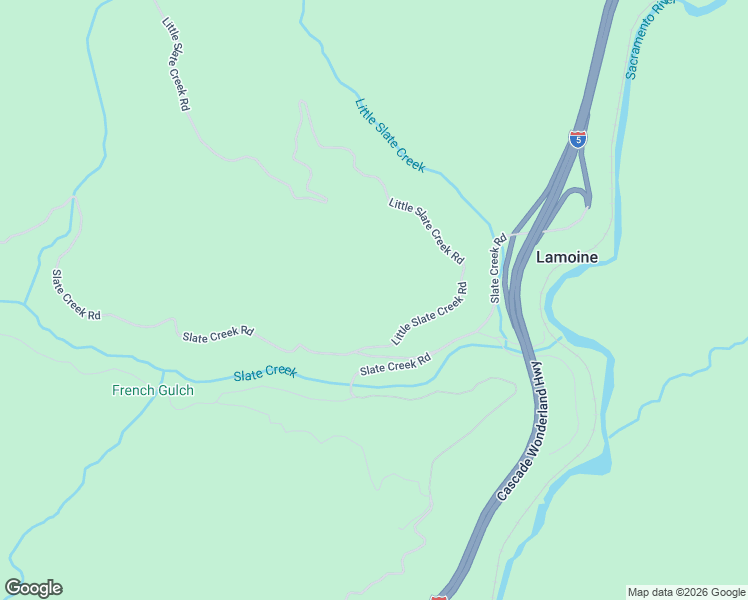 map of restaurants, bars, coffee shops, grocery stores, and more near 23500 Little Slate Creek Road in Shasta County