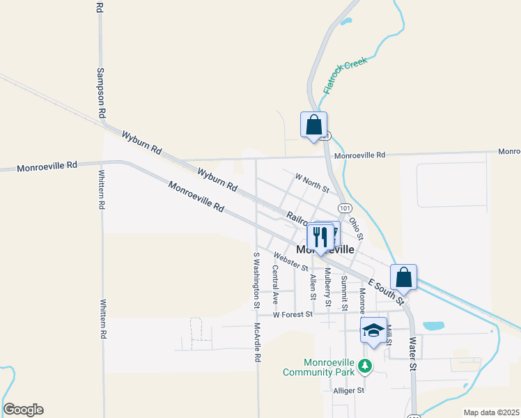 map of restaurants, bars, coffee shops, grocery stores, and more near 402 West South Street in Monroeville