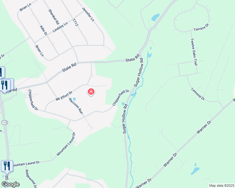 map of restaurants, bars, coffee shops, grocery stores, and more near 277 Chipperfield Drive in Effort