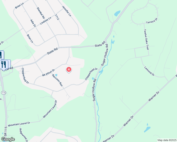 map of restaurants, bars, coffee shops, grocery stores, and more near 277 Chipperfield Drive in Effort