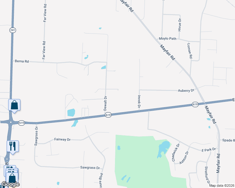 map of restaurants, bars, coffee shops, grocery stores, and more near 2036 Tisdale Drive in Akron