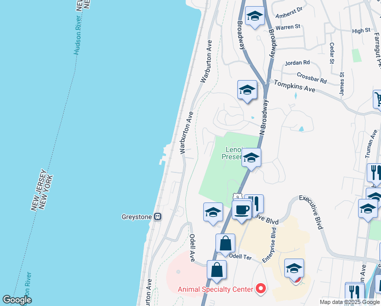 map of restaurants, bars, coffee shops, grocery stores, and more near in Hastings-on-Hudson