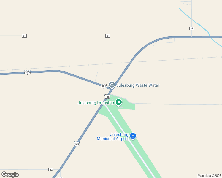 map of restaurants, bars, coffee shops, grocery stores, and more near 15530 U.S. 385 in Julesburg