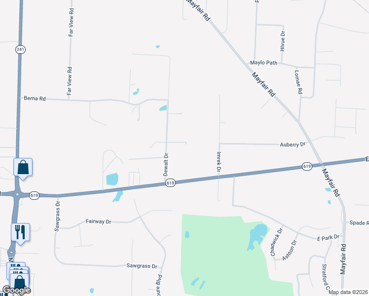 map of restaurants, bars, coffee shops, grocery stores, and more near 2036 Tisdale Drive in Akron