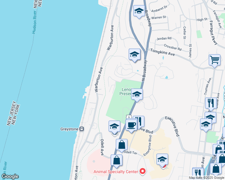 map of restaurants, bars, coffee shops, grocery stores, and more near 3 David Lane in Yonkers