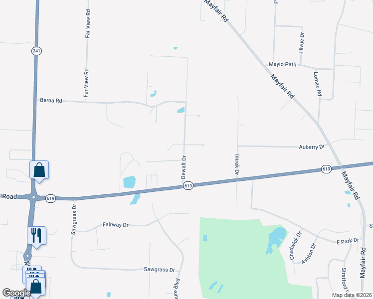 map of restaurants, bars, coffee shops, grocery stores, and more near 3205 Dewalt Drive in Akron