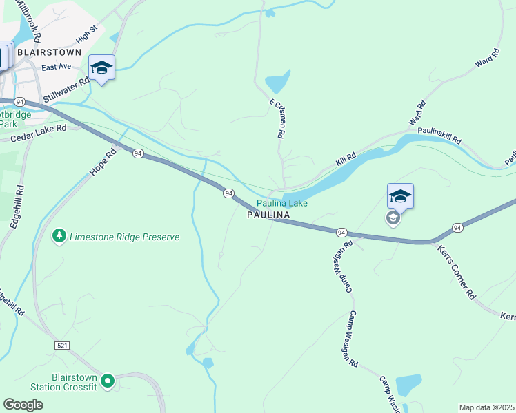 map of restaurants, bars, coffee shops, grocery stores, and more near 20 New Jersey 94 in Blairstown