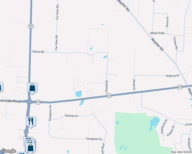 map of restaurants, bars, coffee shops, grocery stores, and more near 3194-3198 Dewalt Drive in Akron
