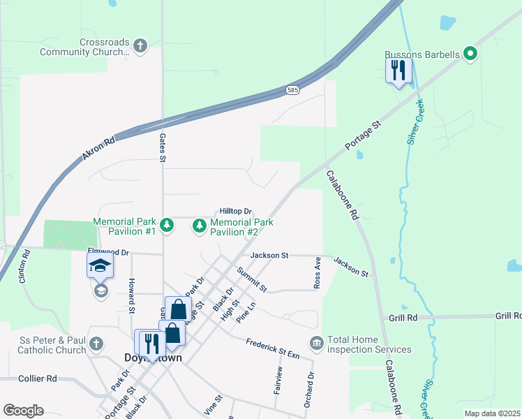 map of restaurants, bars, coffee shops, grocery stores, and more near 391 Hilltop Drive in Doylestown