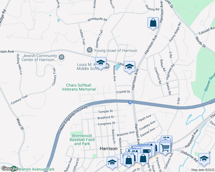 map of restaurants, bars, coffee shops, grocery stores, and more near 20 Dinsmore Place in Harrison