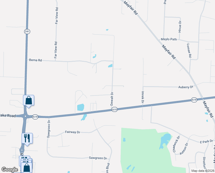map of restaurants, bars, coffee shops, grocery stores, and more near 3194-3198 Dewalt Drive in Akron