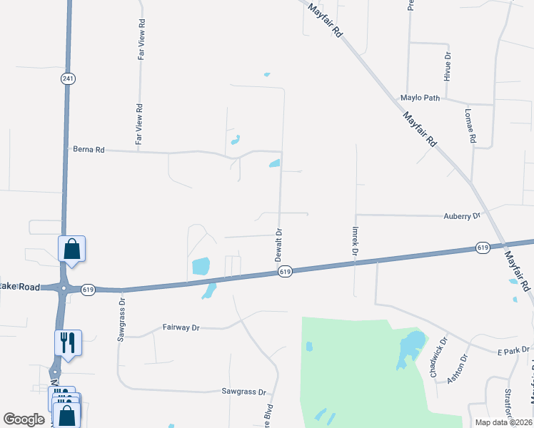 map of restaurants, bars, coffee shops, grocery stores, and more near 3194-3198 Dewalt Drive in Akron