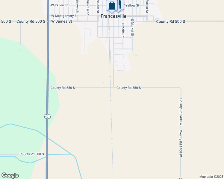 map of restaurants, bars, coffee shops, grocery stores, and more near in Francesville