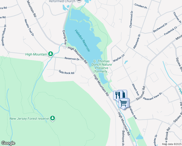 map of restaurants, bars, coffee shops, grocery stores, and more near 1253 High Mountain Road in North Haledon