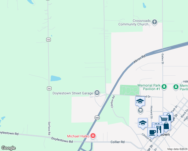 map of restaurants, bars, coffee shops, grocery stores, and more near 15524 Freedom Drive in Doylestown