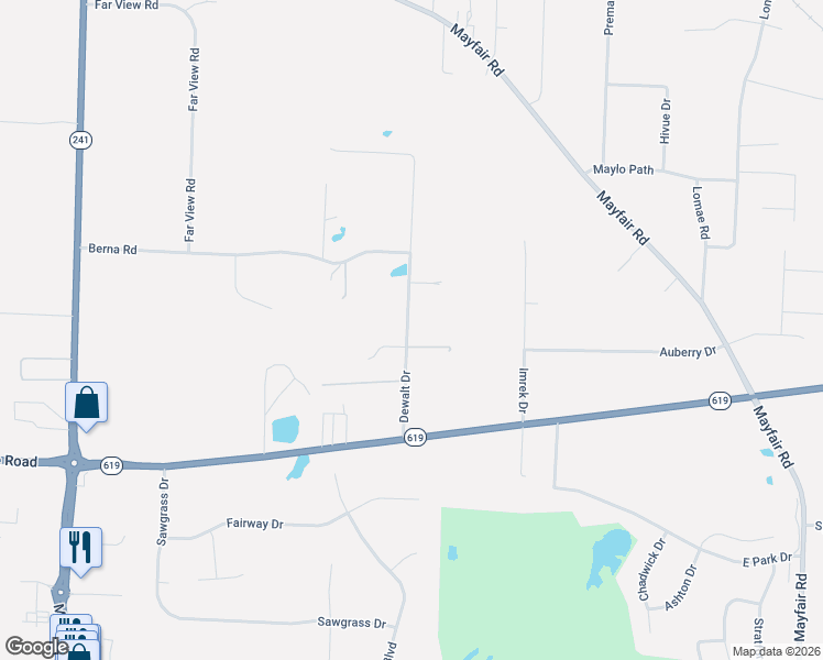 map of restaurants, bars, coffee shops, grocery stores, and more near 3205 Dewalt Drive in Akron