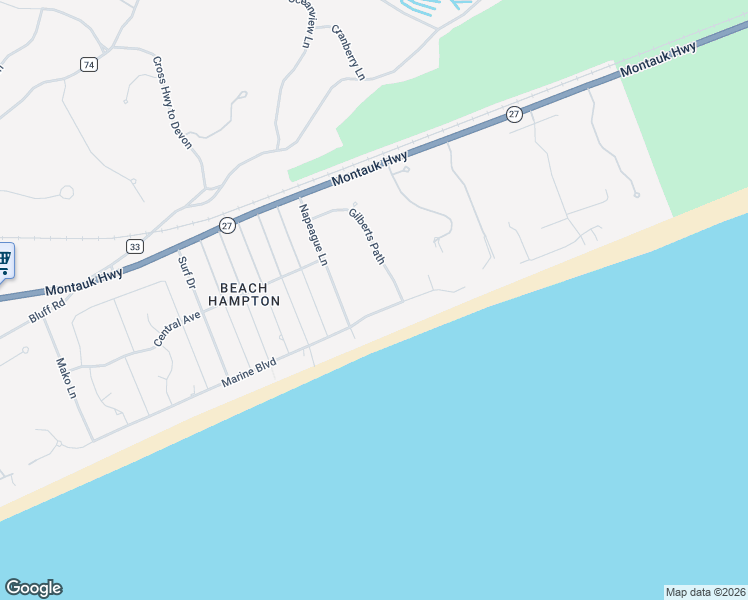 map of restaurants, bars, coffee shops, grocery stores, and more near 52 Gilberts Path in Amagansett