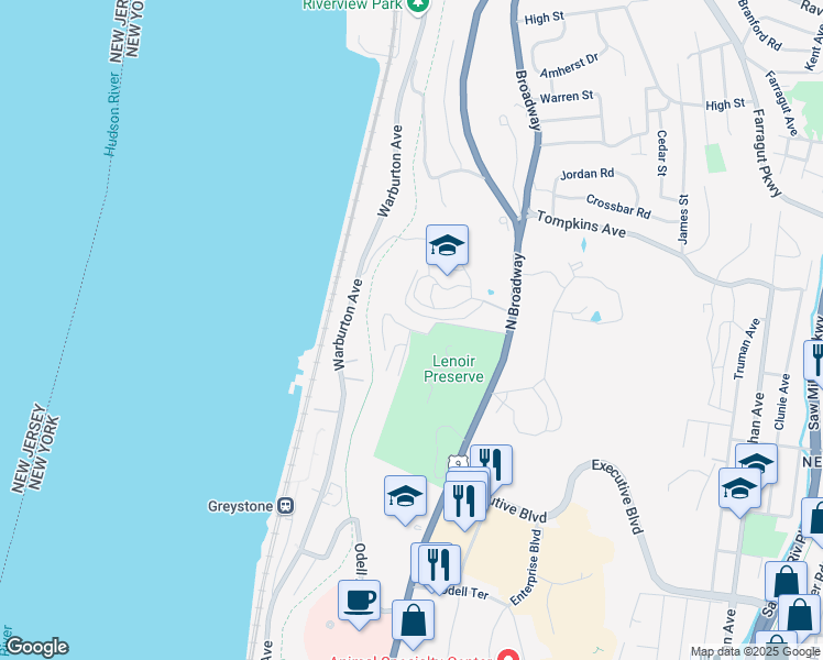 map of restaurants, bars, coffee shops, grocery stores, and more near 13 David Lane in Yonkers
