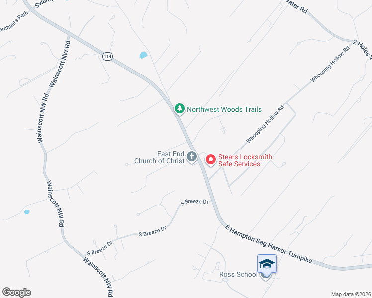 map of restaurants, bars, coffee shops, grocery stores, and more near 1 Red Fox Lane in East Hampton