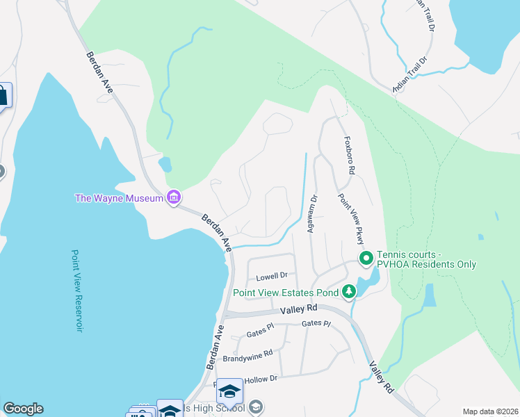 map of restaurants, bars, coffee shops, grocery stores, and more near 157 Worcester Drive in Wayne