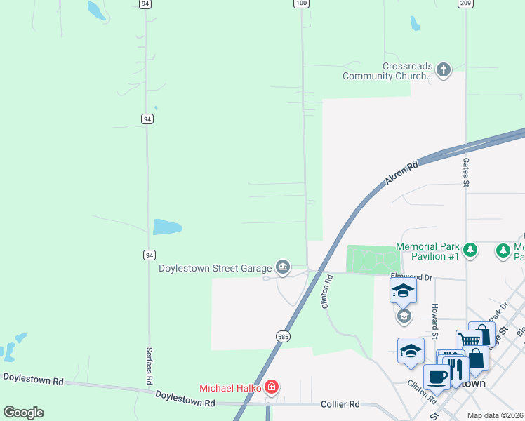 map of restaurants, bars, coffee shops, grocery stores, and more near 15524 Freedom Drive in Doylestown
