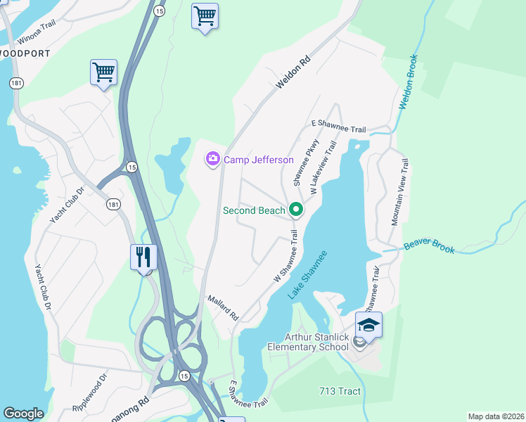 map of restaurants, bars, coffee shops, grocery stores, and more near 5 North Parkway in Wharton