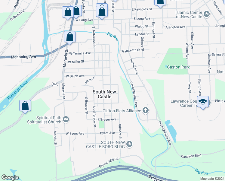 map of restaurants, bars, coffee shops, grocery stores, and more near in South New Castle