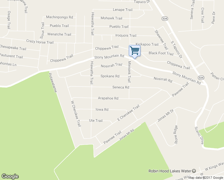 map of restaurants, bars, coffee shops, grocery stores, and more near 2298 Seneca Road in Albrightsville