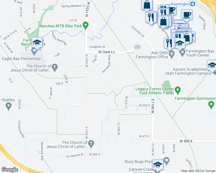 map of restaurants, bars, coffee shops, grocery stores, and more near 148 West Citation Drive in Farmington