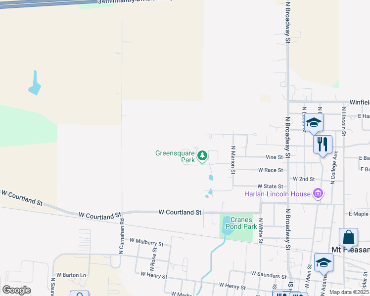 map of restaurants, bars, coffee shops, grocery stores, and more near 915 West Hill Avenue in Mount Pleasant