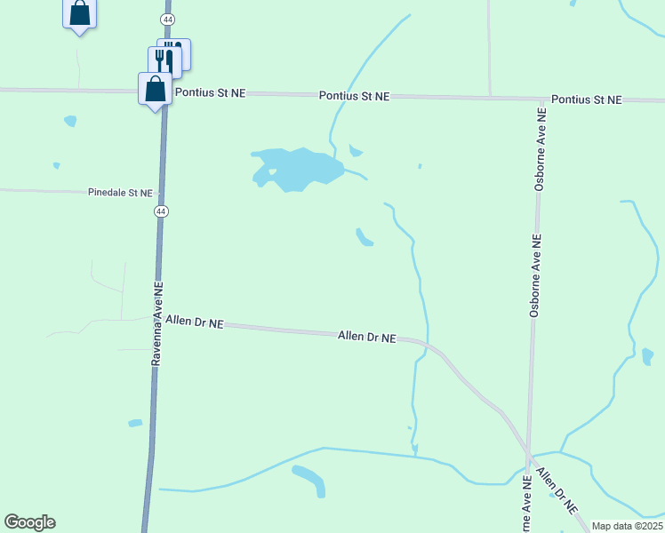 map of restaurants, bars, coffee shops, grocery stores, and more near 8141 Allen Drive Northeast in Alliance