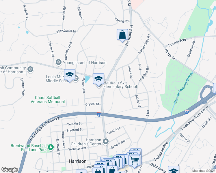 map of restaurants, bars, coffee shops, grocery stores, and more near 491 Harrison Avenue in Harrison