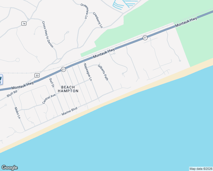 map of restaurants, bars, coffee shops, grocery stores, and more near 52 Gilberts Path in Montauk